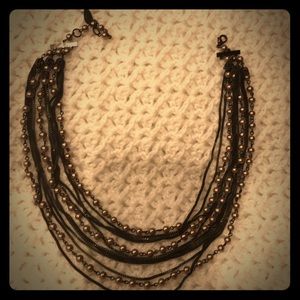 Black Chain & Glass Pearl Necklace.